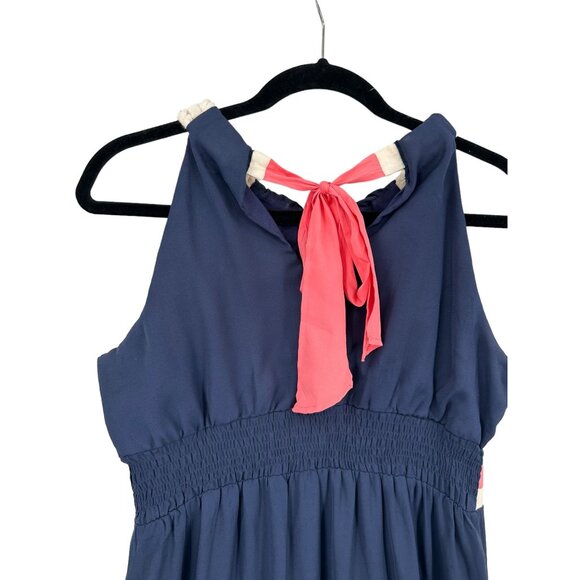 Judith March Maxi Dress Womens Size‎ Large Rope Neck Tie Band Ruffle Boho - Picture 9 of 13